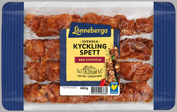 Bild på ett paket LÖNNEBERGA KYCKLINGSPETT BBQ – BBQ & CHIPOTLE